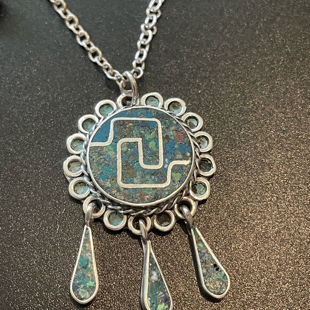 Silver and Blue Pendant Necklace